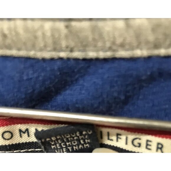 Tommy Hilfiger Denim Shirt XL Blue Gold Graphic Printed Logo Cotton Mens - Picture 4 of 5